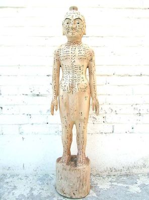 China 1930 Akupunktur Lehrmodell Skulptur Koerper Mann Statue Heilkund