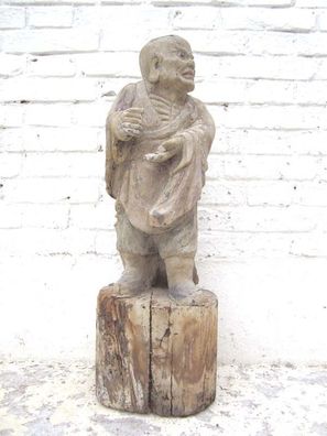 Tempel Skulptur Der Streitende Standfigur buddhistisch Pappelholz Chin