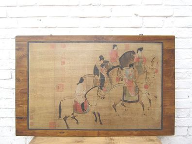 China Reiterszene Wandbild Pinie Peking Geschenk etwa 1930