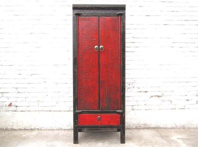 Asien Kommode Kredenz schwarz und rot Massivholz two tone optic