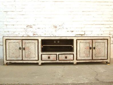 Asien Fernseh Kommode Lowboard fuer Flachbildschirm antikweiss vintage