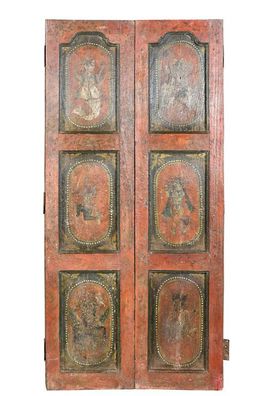 Indien kunstvoll bemalte Tuer traditionelle Dekore Rajasthan ca 1930