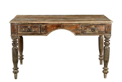 India 1935 kleiner Schreibtisch Tisch dunkelbraun gedrechselte Beine S