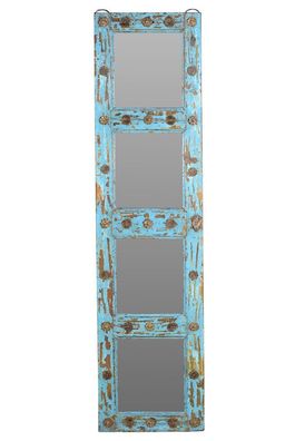 Indien mannshoher Spiegel lichtblauer Holzrahmen (antik ca. 1920) aus