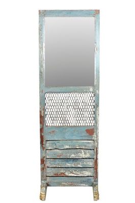 India mannshoher Spiegel Standspiegel altes Theatermoebel aus Holz und