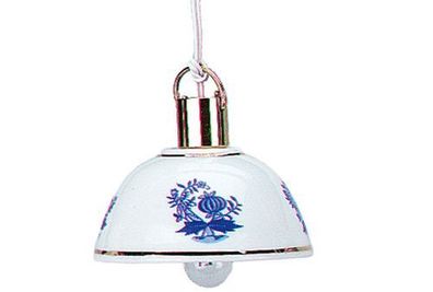 Hängelampe Deckenlampe Porzellan blau 3,5V für Puppenhaus, Puppenstube, Kahlert 10507