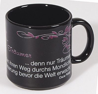 Tasse mit Print Zitat Oscar Wilde Träumer schwarz 57069