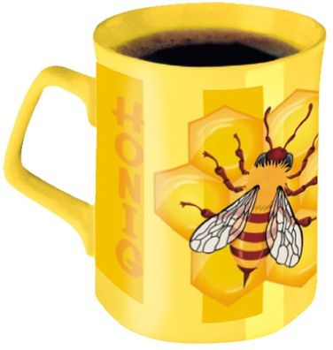 Tasse Keramikbecher mit Print - Honig und Biene - 47491 gelb