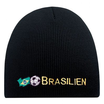 Beanie Mütze Brasilien Fussball 54581 schwarz