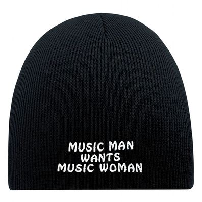Beanie Mütze Music Man wants Music Woman 54852 Schwarz