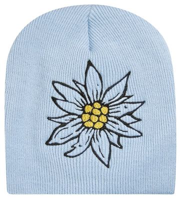 Beanie-Mütze mit Einstickung – Blume – 40809 Blau