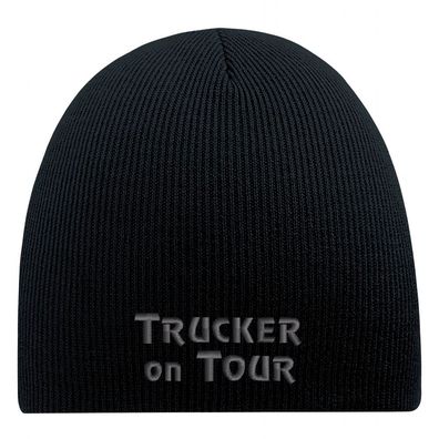 Beanie-Mütze mit Einstickung – Trucker on Tour - 54886 Schwarz