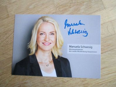 Mecklenburg-Vorpommern Ministerpräsidentin SPD Manuela Schwesig - handsign. Autogramm