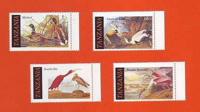 Motiv - Tansania - exotische Vögel (Ibis, Rosa Löffler, Eider) - xx Randstücke