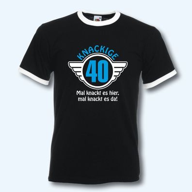 T-Shirt Retro-Shirt, knackige 40, 40. Geburtstag, Ringer T