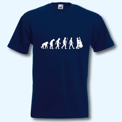 T-Shirt, Fun-Shirt, Evolution Kontrabass, Musik, Musiker, Jazz, S-XXXL