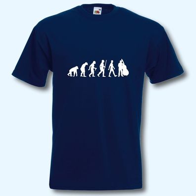 T-Shirt, Fun-Shirt, Evolution Kontrabass, Musik, Musiker, Jazz, Jazzmusik