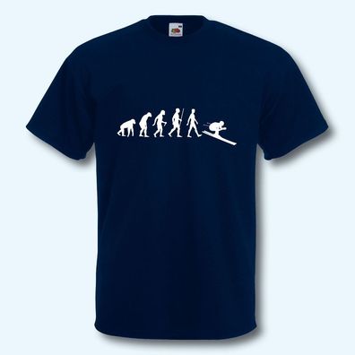 T-Shirt, Fun-Shirt, Evolution Skifahrer, Ski, Abfahrt, Wintersport