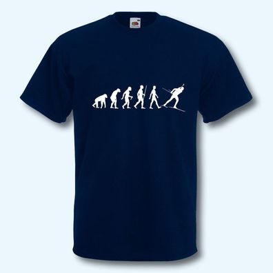 T-Shirt, Fun-Shirt, Evolution Biathlon, Skifahrer, Ski, Wintersport