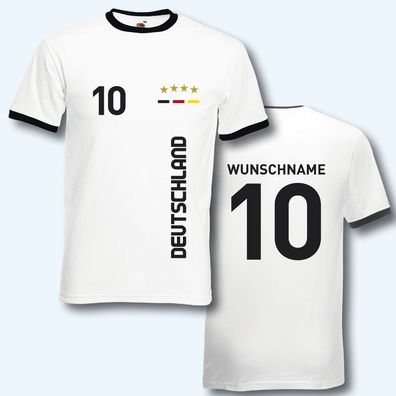 T-Shirt Trikot Retro-Shirt, EM/ WM Deutschland, Wunschname + Ziffer, Ringer T