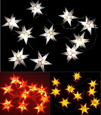 Sternenkette LED 10x Adventsstern - Kette für außen Außenstern Stern Weihnachtsstern