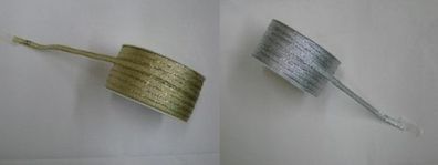 Brocate-Geschenkband - Breite: 5 mm - 50 m/ Rolle - Farbe: gold oder silber