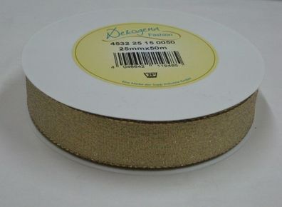 Brocate-Geschenkband - Farbe: gold - 25 mm - 50 m/ Rolle