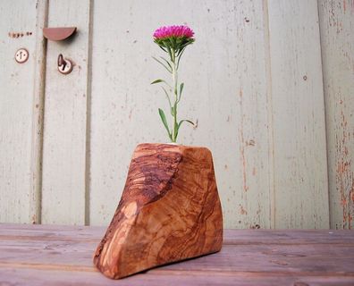 Holz Vase, Blumenvase aus Olivenholz