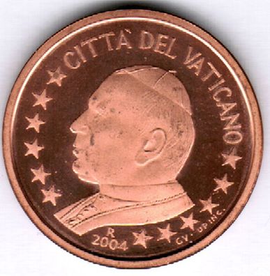 5 Cent Vatikan 2004 Euro-Kursmünze mit Papst Johannes Paul II PP Polierte Platte (-)