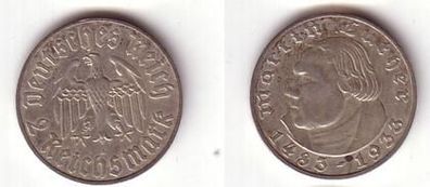 2 Mark Silber Münze Martin Luther 1933 A