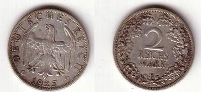 2 Mark Silber Münze Weimarer Republik 1925 E