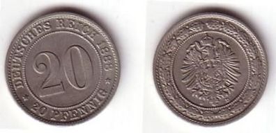 20 Pfennig Nickel Münze Kaiserreich 1888 D