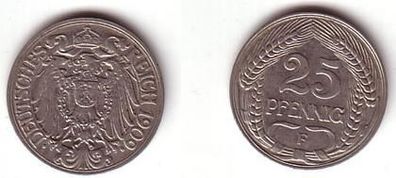 25 Pfennig Nickel Münze Kaiserreich 1909 F