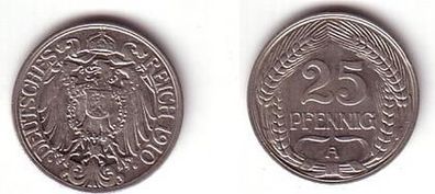 25 Pfennig Nickel Münze Kaiserreich 1910 A