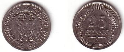25 Pfennig Nickel Münze Kaiserreich 1911 A
