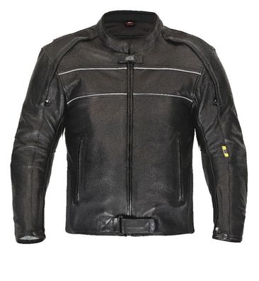 Hochwertige Motorrad Lederjacke von XLS schwarz Gr. S bis 4XL Leather Jacket