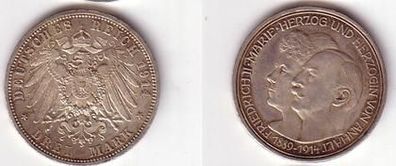 3 Mark Silber Münze Anhalt Silberhochzeit 1914