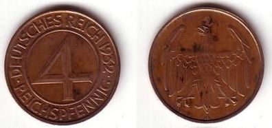 4 Pfennig Kupfer Münze Weimarer Republik 1932 A