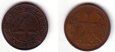 4 Pfennig Kupfer Münze Weimarer Republik 1932 E