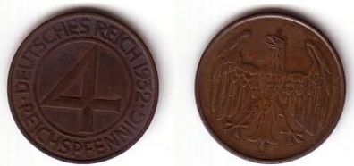 4 Pfennig Kupfer Münze Weimarer Republik 1932 D