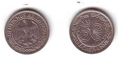 50 Pfennig Nickel Münze Weimarer Republik 1930 A