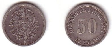50 Pfennig Silber Münze Kaiserreich 1875 A