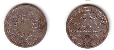 50 Pfennig Silber Münze Kaiserreich 1877 D