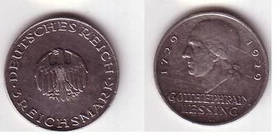 Silber Münze 3 Mark Gotthold Ephraim Lessing 1929 A