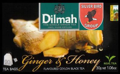 100 Teebeutel DILMAH GINGER & HONEY Flavoured Black FUN TEA Ceylon Tee Express
