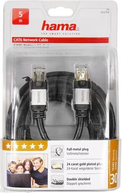 Hama CAT 6 LAN Netzwerk DSL Kabel Netzwerkkabel STP 5 Meter abwärtskompatibel 5