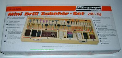 Mannesmann Multifunktions-Zubehör-Satz 200 teilig Holzbox gutes Geschenk Werkzeug