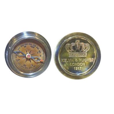 Kompass Taschen - Kompaß Kelvin & Hughes mit Deckel Antik - Optik