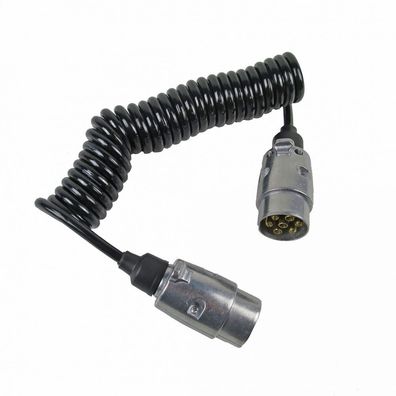 Spiralkabel 12 V, beidseitig mit 7-pol. Aluminiumstecker