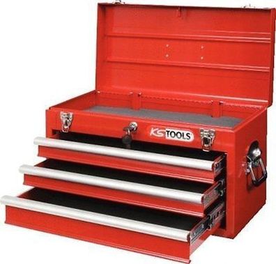 KS-TOOLS 891.0003 Werkzeugtruhe, Werkzeugkiste mit 3 Schubladen rot